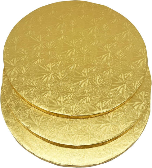 Round Cake Board (1/2" thick)- Gold Foil Corrugated Cardboard for Multi-Layer Cakes