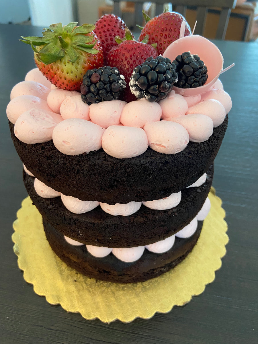 Naked Chocolate Cake with Strawberry Buttercream Cake Art Shop