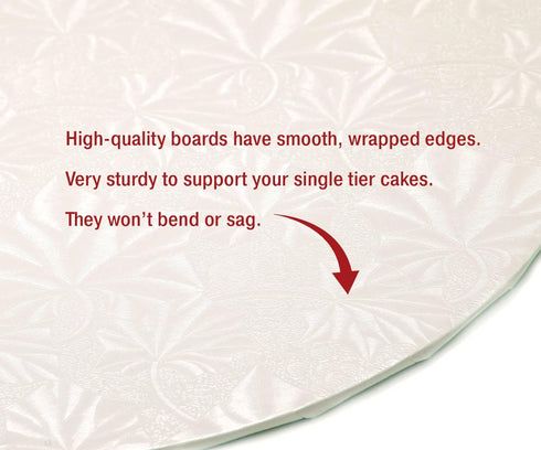 Round Cake Board (1/4" thick)- White Foil Corrugated Cardboard Cakes (Edge)