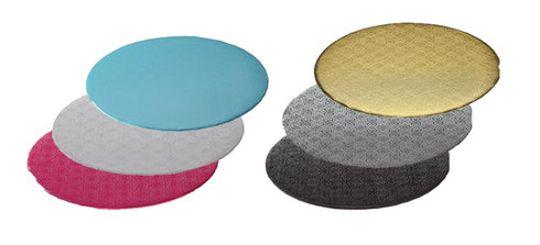 Round Cake Board (1/4" thick)- White Foil Corrugated Cardboard Cakes (Edge)