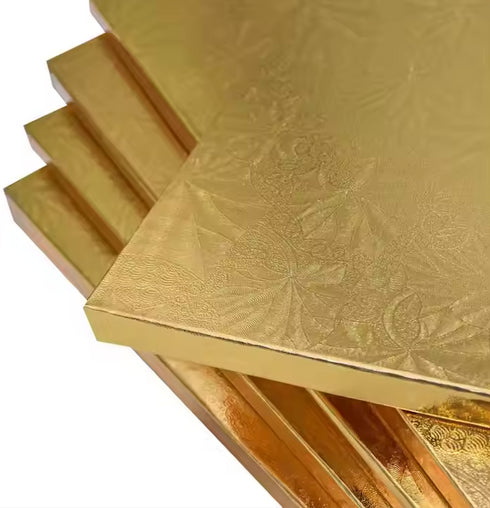 Rectangular Cake Board (1/2" thick)- Gold Foil Corrugated Cardboard for Multi-Layer Cakes