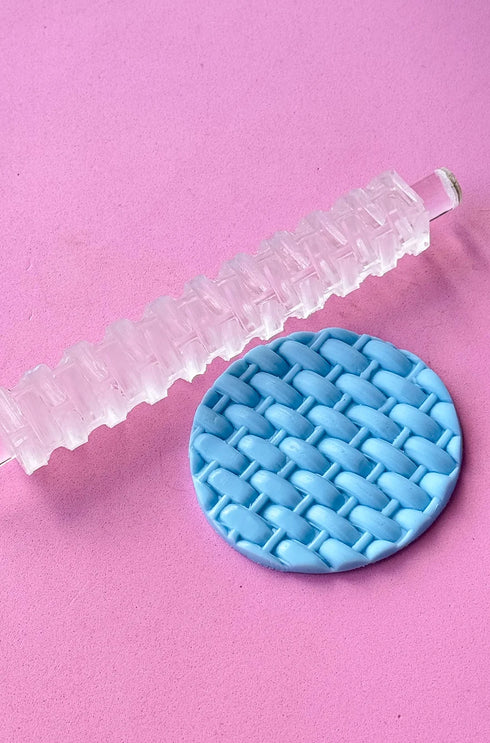 Acrylic Textured Rolling Pin Tool (Basket Weave)