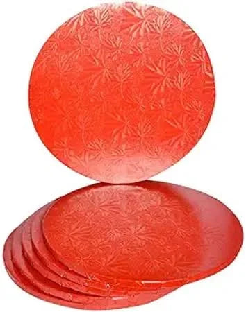 Round Cake Board (1/4" thick)- White Foil Corrugated Cardboard Cakes (Edge)