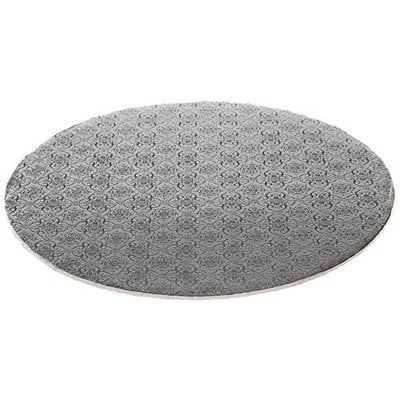 Round Cake Board (1/4" thick)- White Foil Corrugated Cardboard Cakes (Edge)