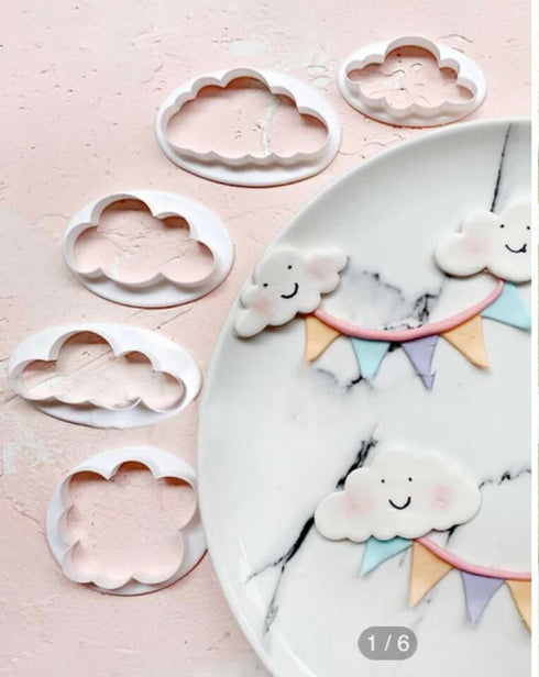 Plastic Fluffy Fondant Cloud Cutters (5 Piece Set)